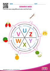 Alphabet Fruits Maze U to Z